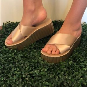 Tory Burch Pool slides in rose gold from Neimans